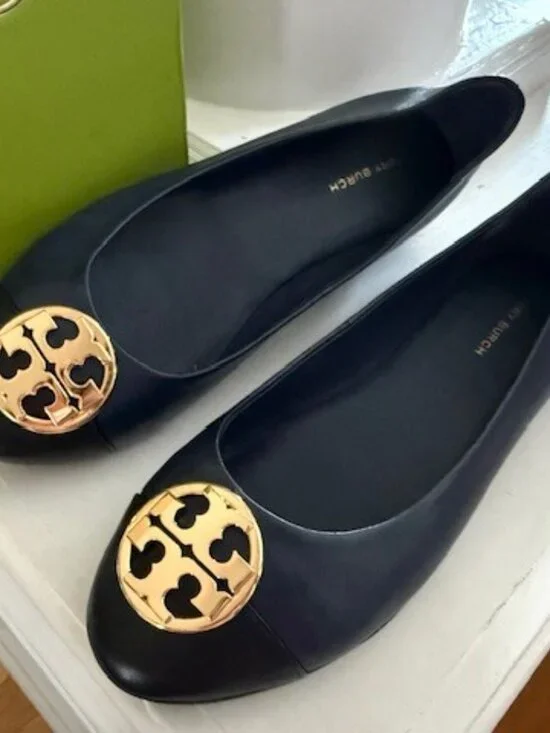 NWT TORY BURCH- CHELSEA CAP-TOE BALLET FLAT- Size: 7.5 Royal Navy - Picture 3 of 11